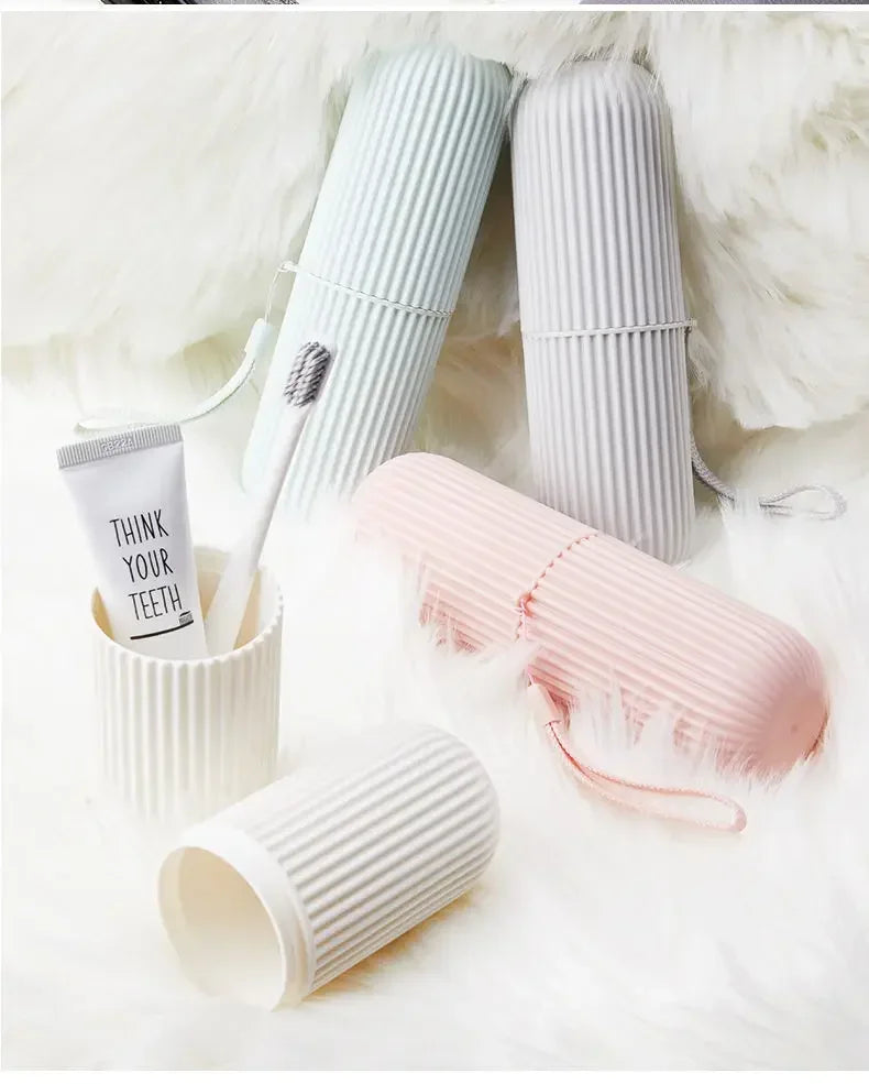 1/2pcs Portable Toothbrush Cup Bathroom Toothpaste Holder Storage Case Box Organizer Travel Toiletries Storage Cup