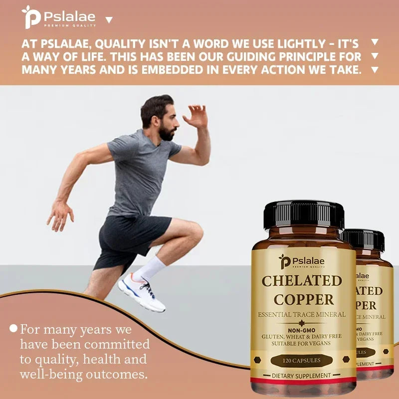Chelated Copper Capsules - Supports Bone, Skin, and Nervous System Health, Promotes Collagen Synthesis, and Enhances Immunity