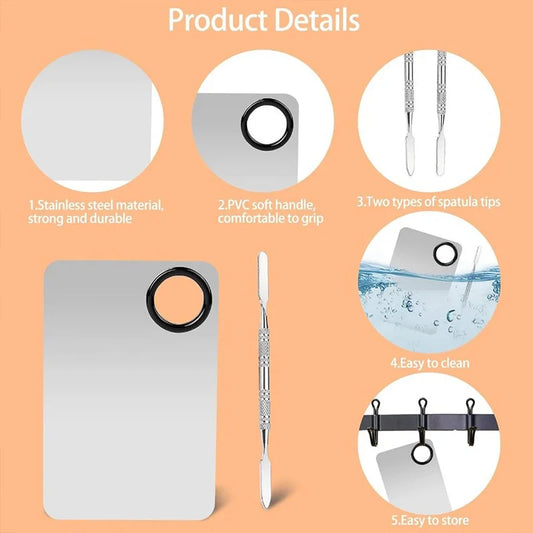 Makeup Mixing Palette Kits Professional Eye Shadow Mixer Tool with Spatula Specialized Stainless Steel Makeup Tools Accessories