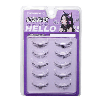 5 Pairs False Eyelashes Lash Extension Reusable U-shaped Natural Fake Lashes Make Up Transparent Stem Korean Eye Makeup Tool