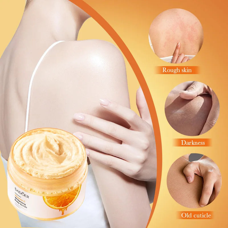 SADOER Vitamin C Body Scrub Brightening Moisturizing Anti Wrinkle Exfoliating Lotion Cream Arm Leg Scrub Skin Care