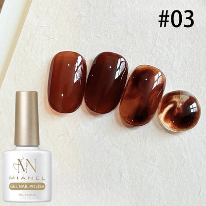 10ML 1-9pcs Hot Selling Water Blurred Clear Brown Nails Jelly Nail Polish Whitening Leopard Nails Black Green Nails