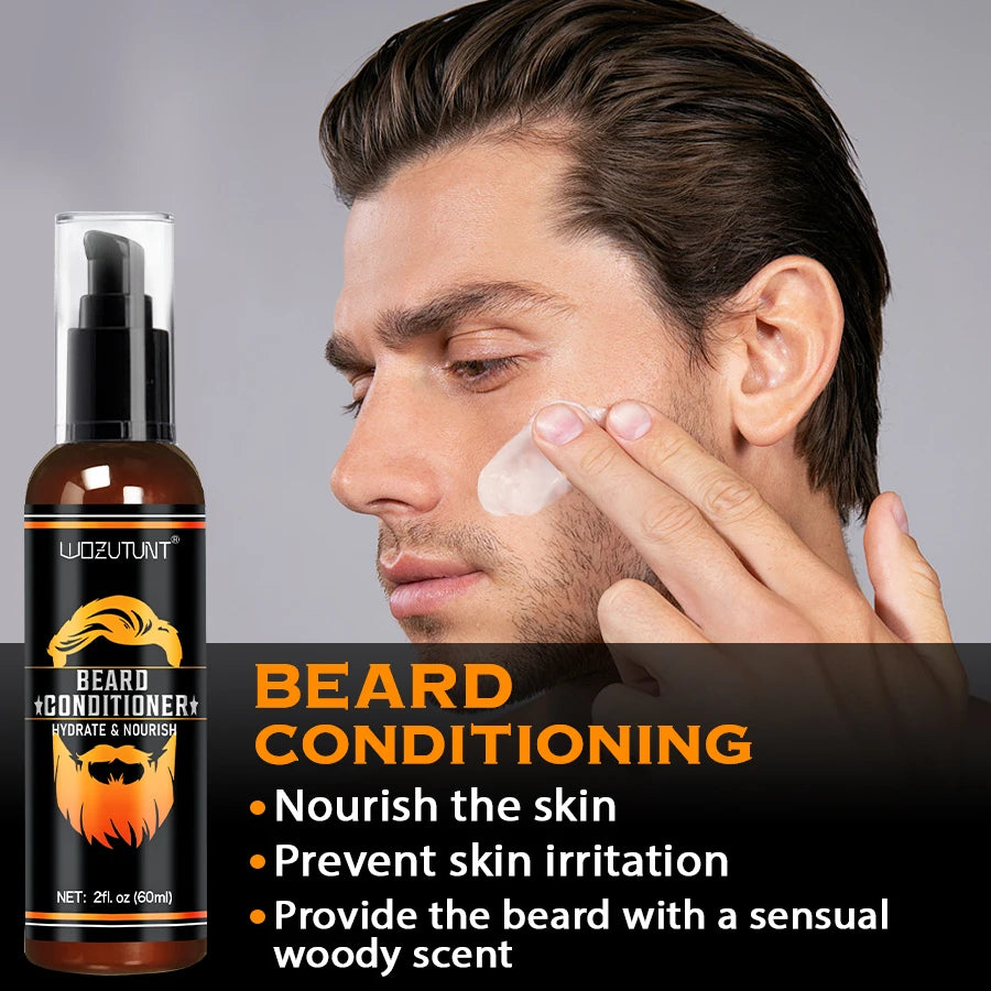 Beard Wash Care Kit Cleaning Strengthen Nourishing Moisturizing Anti-detachment Moustache Shampoo Conditioner Set for Men Gift