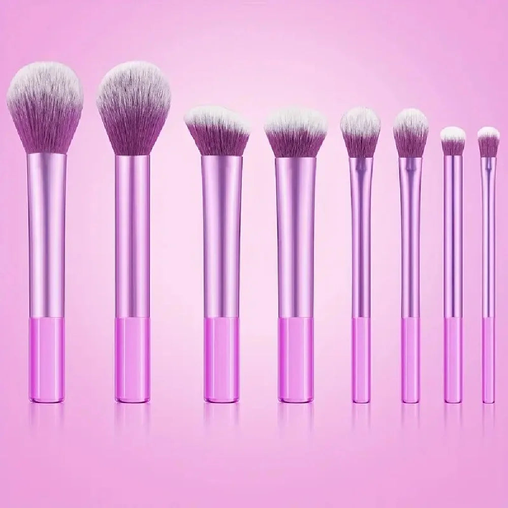 8 PCS Long‑Handle Makeup Brush Set, Multi‑Color Ultra‑Soft Brushes, Powder Blush Eyeshadow Brushes for Beginners