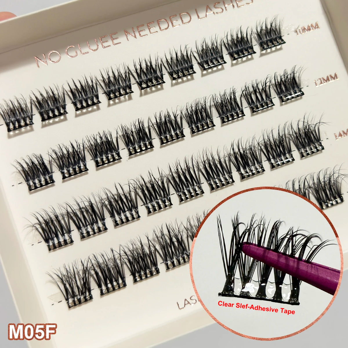Self Adhesive Cluster Lashes Wide Pre‑glued Tap Natural DIY Eyelash Extension No Glue Need Eyelashes Press On Manga Lashes