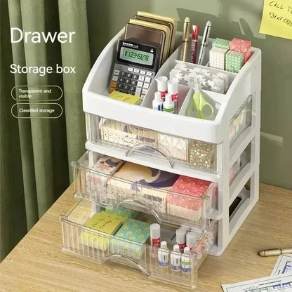 5 Layer Makeup Storage Box Drawer Style Cosmetics Organizer for Dressing Table Office Desk Transparent Cabinet Multi-Purpose