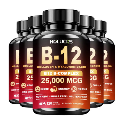 Vitamin B12 Capsules, with MSM, Marine Collagen, Support Mood & Mental Focus, Heart, Skin, Bone & Nervous System Health, Immune