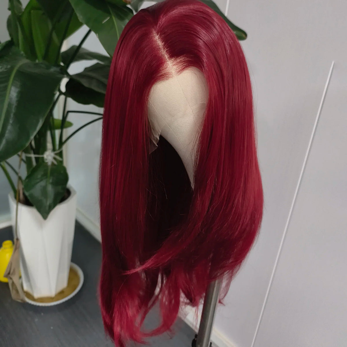 Burgundy Lace Front Wig Pre Plucked with Natural Hairline Long Layered Wig Glueless Synthetic Lace Front Wig for Women Daily Use
