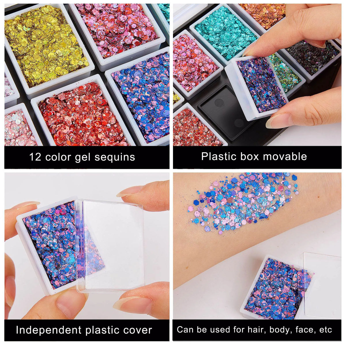 Christmas Sequins Decorative Body Cream Luminous Holographic Multicolor UV Chunky Glitter Gel Paste Palette