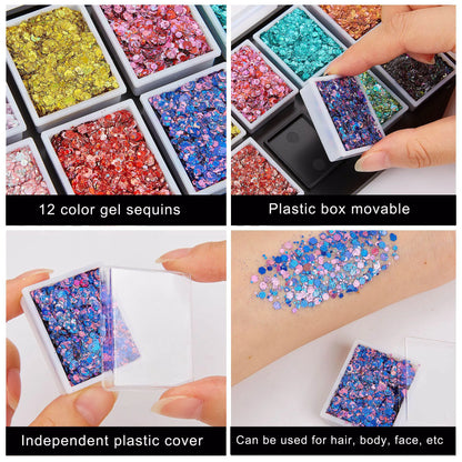 Christmas Sequins Decorative Body Cream Luminous Holographic Multicolor UV Chunky Glitter Gel Paste Palette