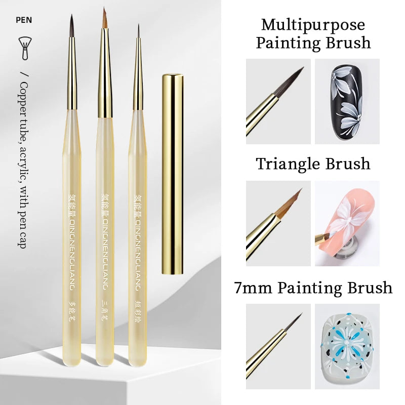 QINGNENGLIANG Nail Art Brush Painting Drawing Pen for Lines Grid Flower Butterfly DIY Multifunctional Manicure Design Tool