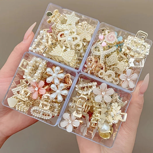48 Styles of Half-Tied Hair Alloy Small Clips, 1 Piece with Random Style, Suitable for Daily Use, Elegant and Simple Head Access