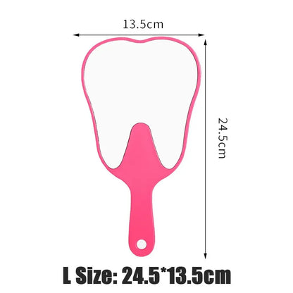 Universal Tooth Shaped Handheld Mirror PVC High Definition Makeup Mirror Dental Mirrors Gift