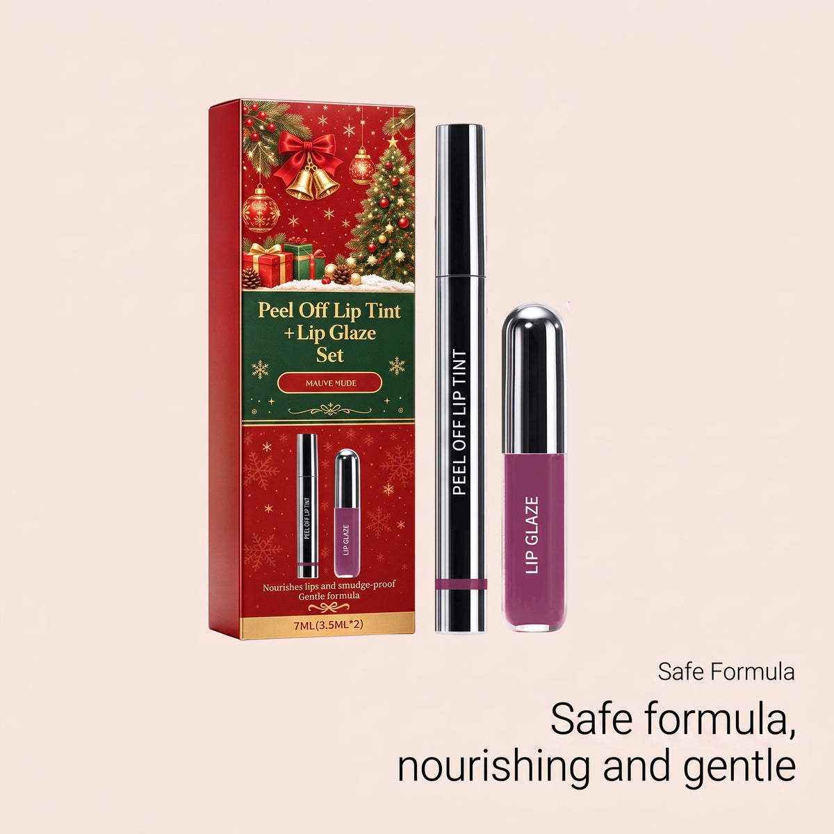 Christmas Peel Off Lip Tint Set Smudge Proof Easy Apply Nourishing Comfortable Wear Festive Long Lasting Lip Stain With Glaze
