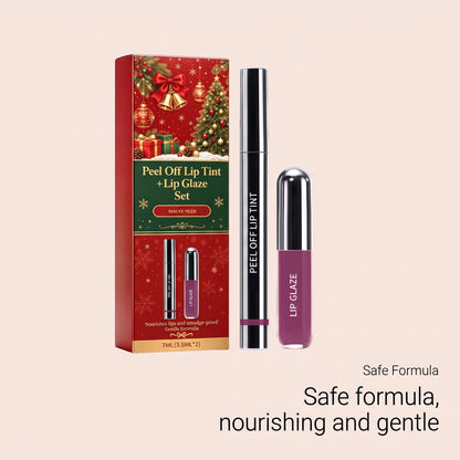 Christmas Peel Off Lip Tint Set Smudge Proof Easy Apply Nourishing Comfortable Wear Festive Long Lasting Lip Stain With Glaze