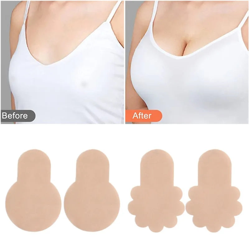 2/50Pcs Self-adhesive Nipple Cover Chest Patch Non-woven Invisible Bra Disposable Sticky Lift Breast Petals Round Flower Pads