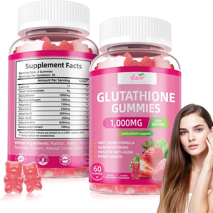 Glutathione supplement collagen gummies: containing marine collagen vitamins C, E, D, used for anti-aging and bone strengthening