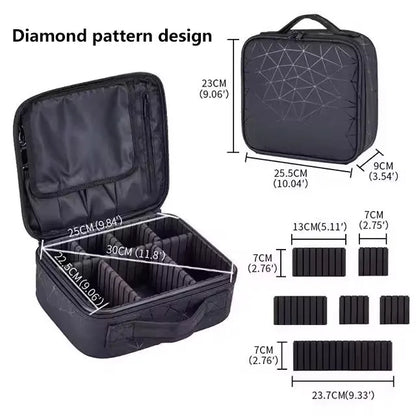 New PU Leather Cosmetic Bag For Women Professional Makeup Case Travel Toiletry Makeup Bag Beauty Nail ToolBox Make Up Handbag