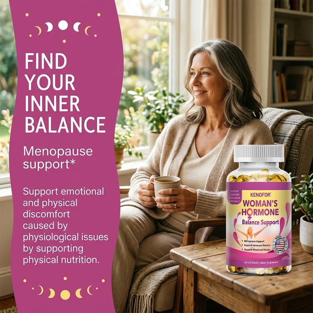 Menopause Relief for Women Hot Flashes Night Sweats & Improve Mood, Support Women's Health, 120 Capsules