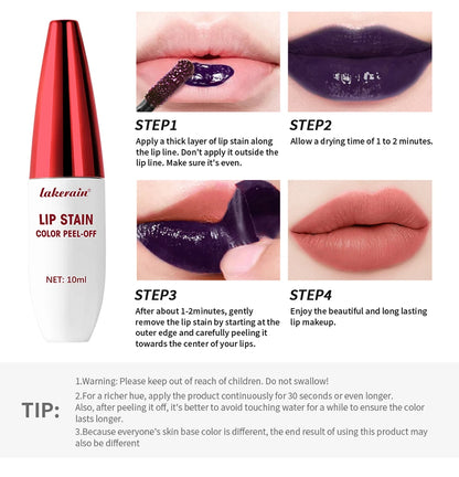 Peel Off Lip Stain Tattoo Tint Long Lasting Waterproof Smudge Transfer Proof Rich Pigment Natural Vivid Lip Color Lightweight Daily Lip Makeup Cosmetic