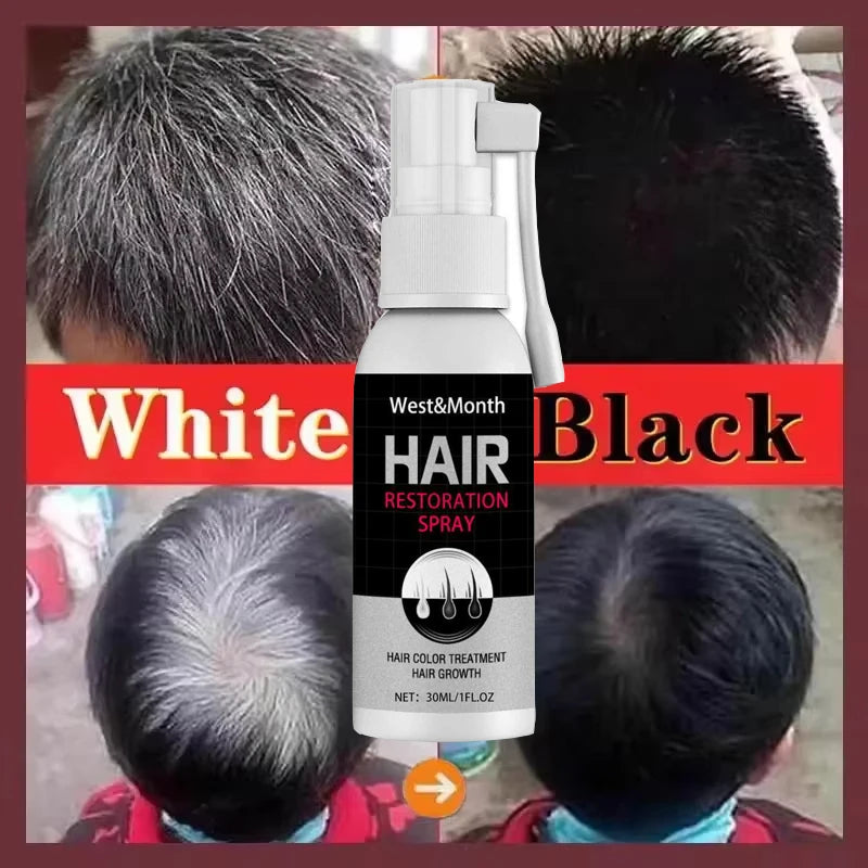 Gray White Hair Treatment Serum Cover White Hair To Black Natural Color Repair Spray Anti Loss Hair Restore Healthy Hairs Care