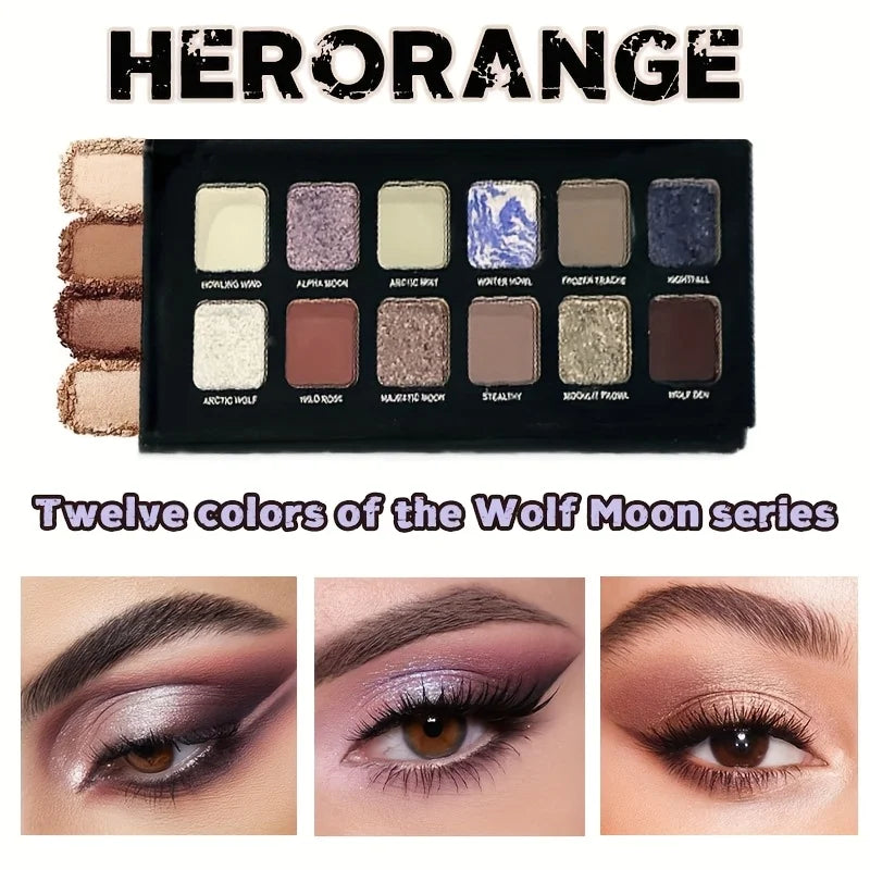 Herorange 12 Color Eyeshadow Palette Fine Texture Rich Pigment Matte Shimmer Glitter Portable with Mirror
