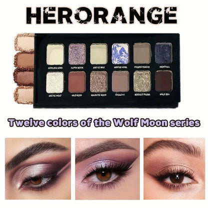Herorange 12 Color Eyeshadow Palette Fine Texture Rich Pigment Matte Shimmer Glitter Portable with Mirror