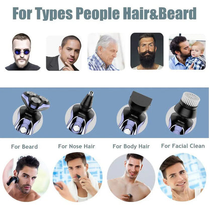 TINSOL 6 in 1 Electric Shaver Men's Razor Set Hair Clipper Beard Trimmer Nose Hair Trimmer Digital Display Electric Shaver Set