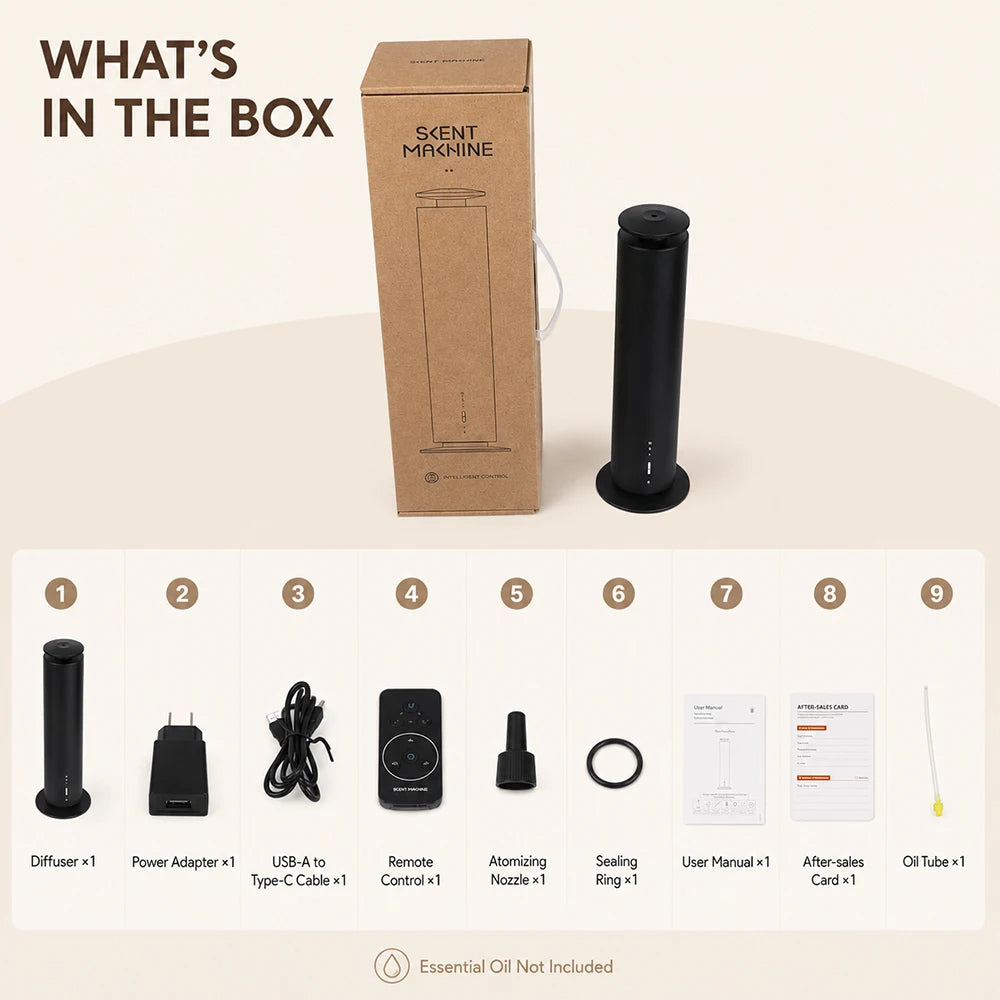 TEABLUM Smart Waterless Essential Oil Diffuser 200m³ Rechargeable Cordless Aroma Scent Machine APP Control Home Office Hotel