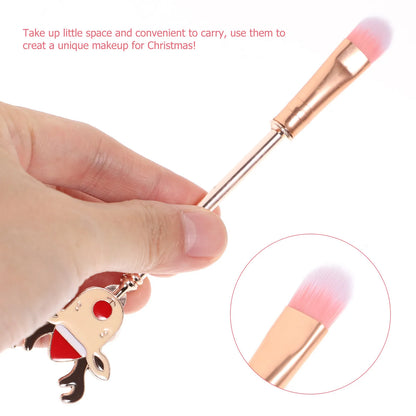 7Pcs Santa Claus Elk Candy Makeup Brushes Set Creative Christmas Gift for Friends Easy Application Anywhere Makeup