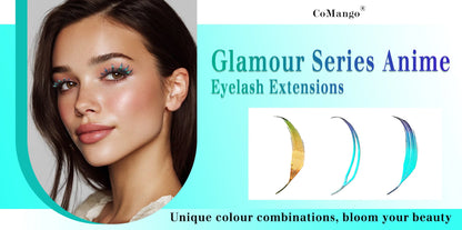 CoMango Christmas Color Fashion Glamorous Green Golden Spire Eyelash Extension Glitter Tinsel Lash Holographic Manga False Lash