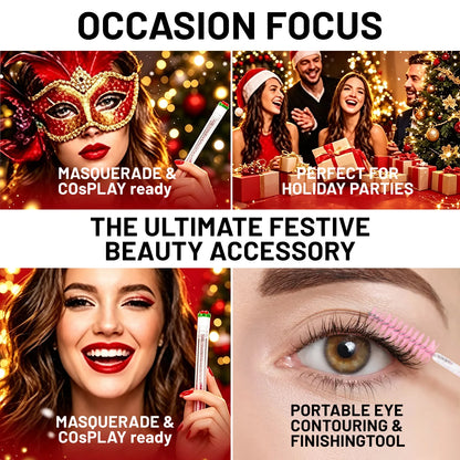 60Pcs Christmas Eyelash Brush with Tube Replaceable Mascara Wand Spoolie Dustproof Lash Tech Supplies Reusable Eyebrow Xmas Gift