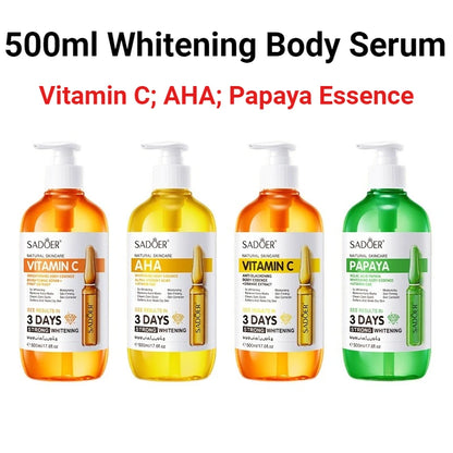 SADOER AHA Whitening Body Essence 500ml Moisturizing Brightening Face Serum Improve Dull Skin Full Body Hydrating Skin Care