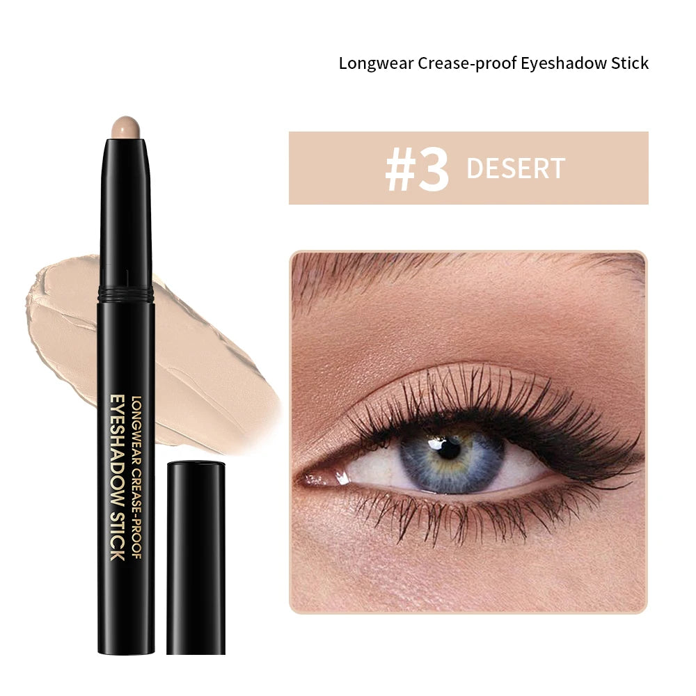 Eyeshadow Stick 10Colors Shimmer And Matte Brown Metallic Cream Eyeshadow Pencil Crayon with Smudge-proof & Waterproof Makeup