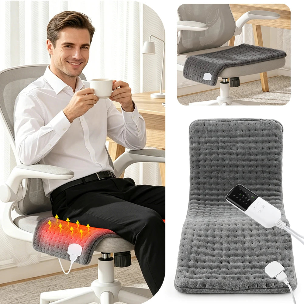 60x30cm Electric Blanket 10 Levels Heating Pad Double Helix Temperature Control Timing Thermal Mat for Office Home Period Cramps