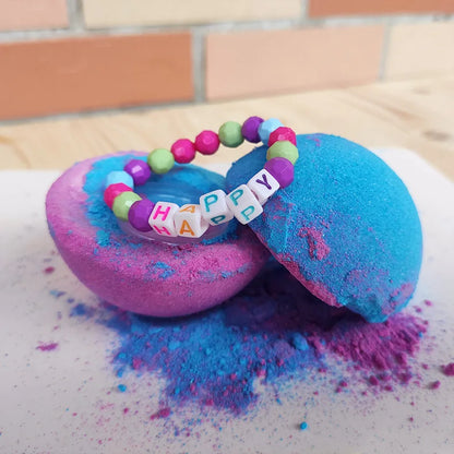 Blind Box Bracelet Bath Salts Fizzies, Surprise Toy Inside, Spa Body Soak Gift