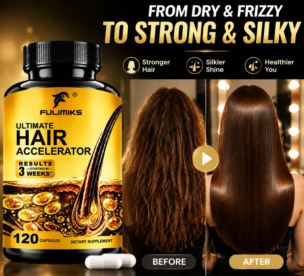 Hair Accelerator Supplement, Support Thicker & Fuller Hair, for Skin & Nails Health, Hair Growth, with Biotin & Marine Collagen