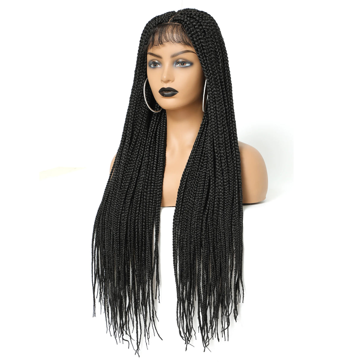 Long Box Braided 4x4 Lace Wigs With Baby Hair Twist Braids Lace Closure Wigs For Black Women Synthetic Cosplay Wig 30 Inch