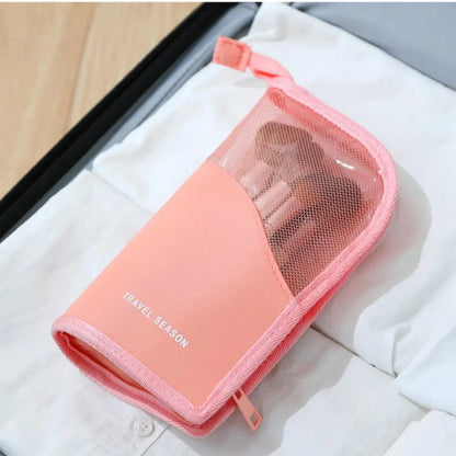 New Standing Makeup Brush Holder Bag 2 in 1 Travel Cosmetic Pouch Mesh Waterproof Portable Toiletry Storage Organizer