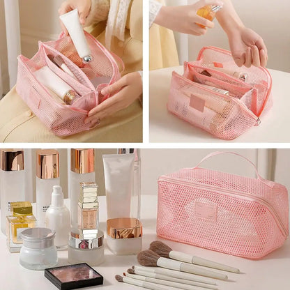 Mesh Large Capacity Cosmetic Bag Multifunction Travel Cosmetic Bag Women Toiletries Organizer Female Storage Make Up Case Tool