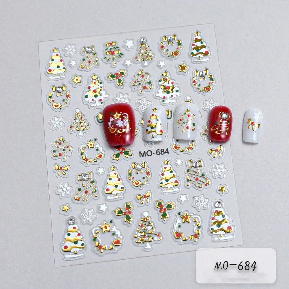 2 to 12 Sheets 5D Gold Silver Christmas Nail Decals Crystal Rhinestone Snowflake Xmas Tree Self Adhesive Nail Art Stickers