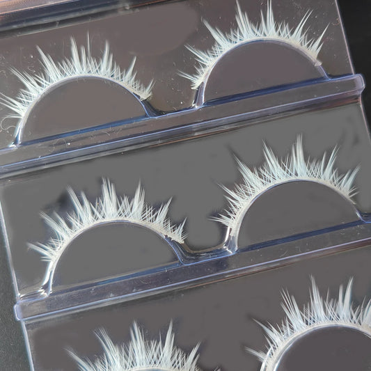 3 Pairs Makeup Cosplay White Eye Lashes Set Soft Natural Halloween Comic White Color Eyelashes Extension Reusable