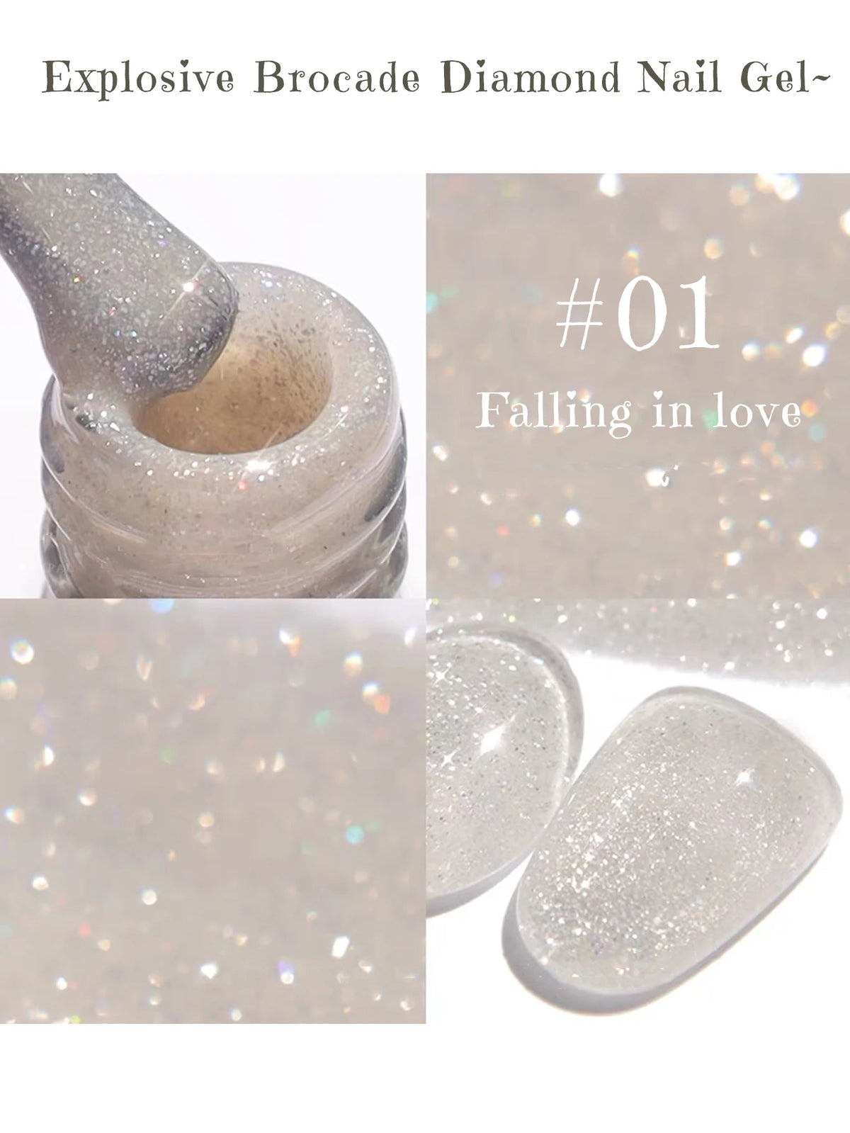 ZH 1-4Pcs 12ML Pink Blue White Green Color Series Ladybug Glitter Gel Nail Polish, Popular Yun Brocade Diamond Gel Polish