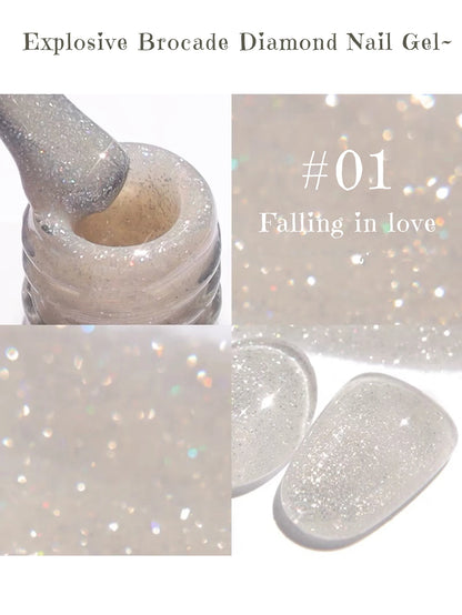 ZH 1-4Pcs 12ML Pink Blue White Green Color Series Ladybug Glitter Gel Nail Polish, Popular Yun Brocade Diamond Gel Polish