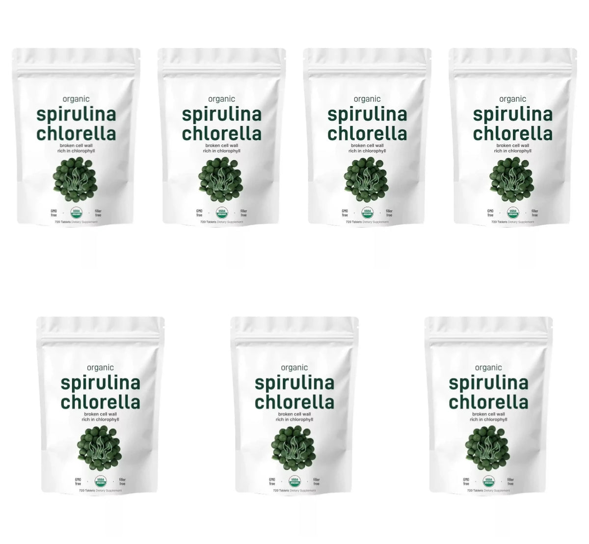 Organic Spirulina & Chlorella 720 Tablets – Broken Cell Wall, Chlorophyll Rich, Supports Daily Energy, Immunity & Vitality