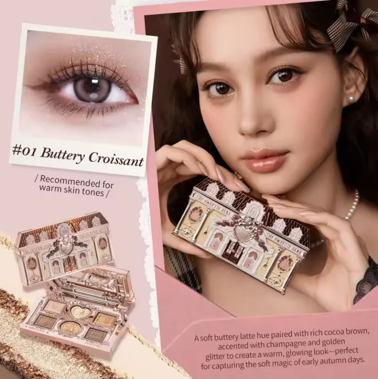 Flowerknows 6 Color Eye Shadow Palette Shell's Jewel Matte Pearl Metallic Glitter Eyeshadow Makeup Long-Wearing for Eyes