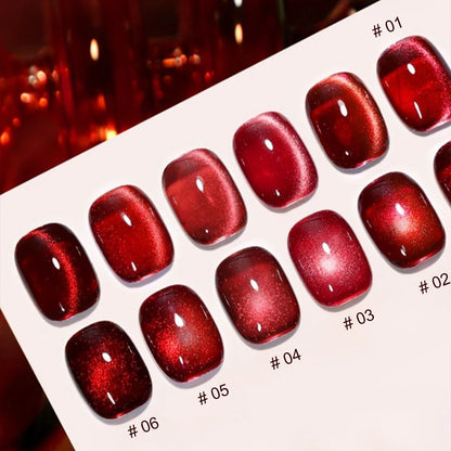 MN 12ML 1-21PCS Hot Selling Red through Half the Sky Cat Eye Nail Polish New Whitening Glass Bead Cat Eye Nail Polish Nail Art