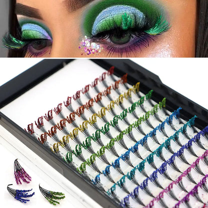 120-Piece Fluorescent/COLORFUL Shiny Dust Eyelashes Lightweight for Halloween Christmas Masquerade Parties Festive Shows