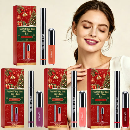 Christmas Peel Off Lip Tint Set Smudge Proof Easy Apply Nourishing Comfortable Wear Festive Long Lasting Lip Stain With Glaze