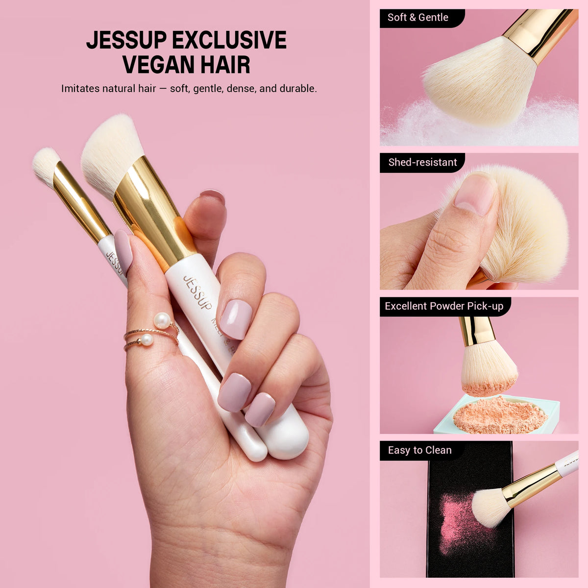 Jessup Makeup Brushes set 15pcs White Makeup Brush Foundation Contour Concealer Premium Synthetic Eyeshadow Cosmetic Tools T518